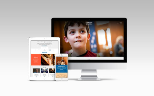 A mac, tablet and mobile device showing the st brides website