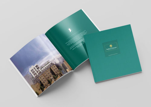 A double page spread and front cover of the Bedford passage development poster